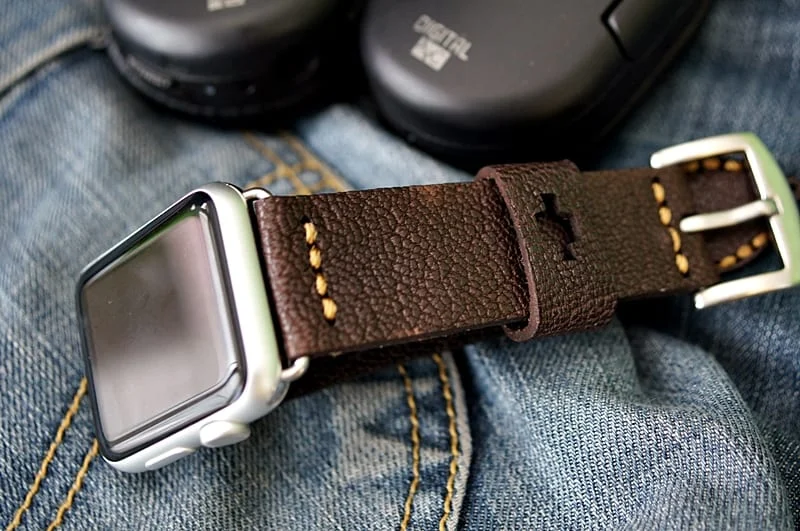 AWBF03-D36 handgefertigt Sheep Leder Uhrenarmband incl. Lugs Adapter für Apple Watch (oder Apple Watch Sport) 42mm oder 38mm – Bild 5